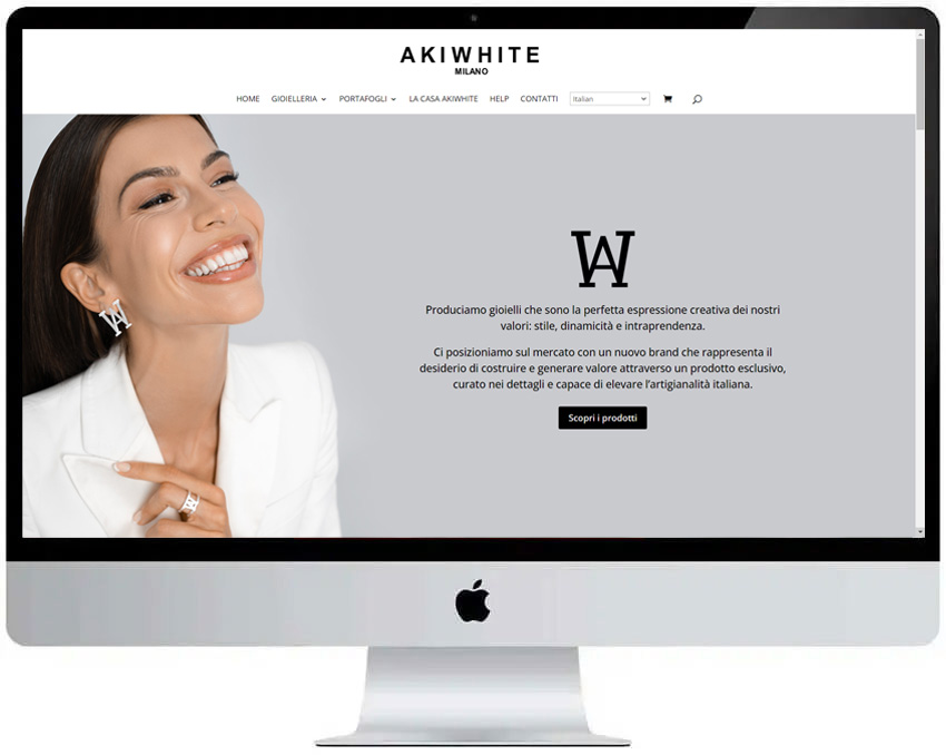 Screenshot del sito web Akiwhite realizzato da Neweb Studio
