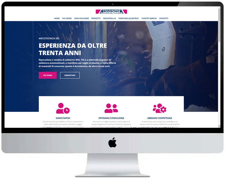 Screenshot del sito web Arcotecnica realizzato da Neweb Studio