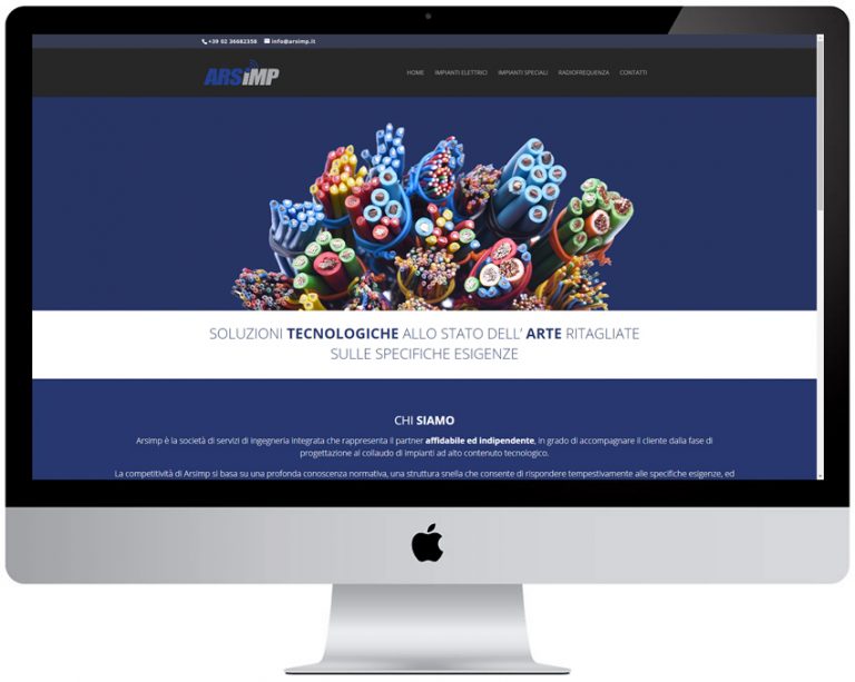 Screenshot del sito web Arsimp realizzato da Neweb Studio