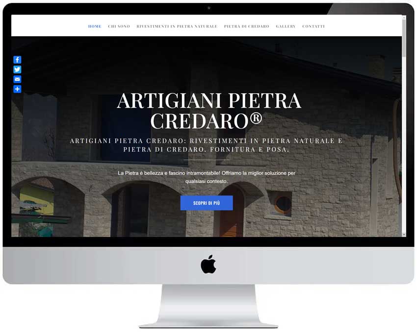 Screenshot del sito web Artigianidellapietra realizzato da Neweb Studio