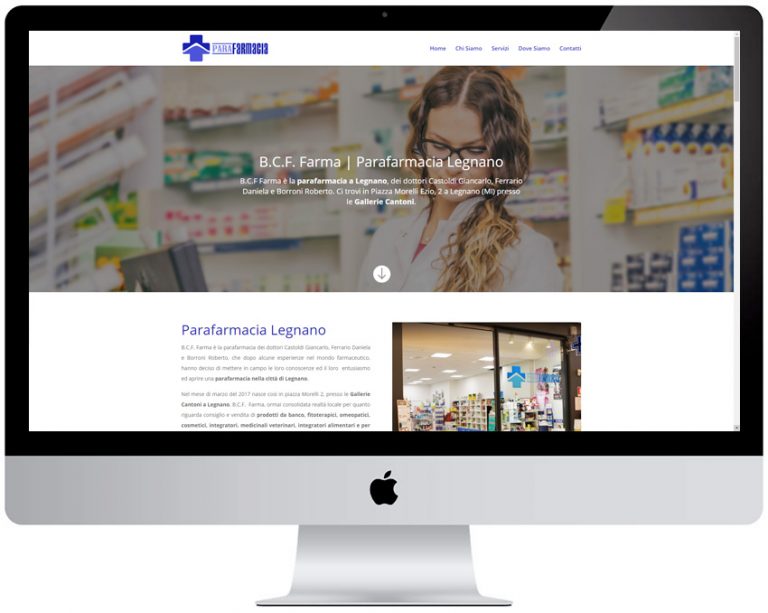 Screenshot del sito web Bcffarma realizzato da Neweb Studio
