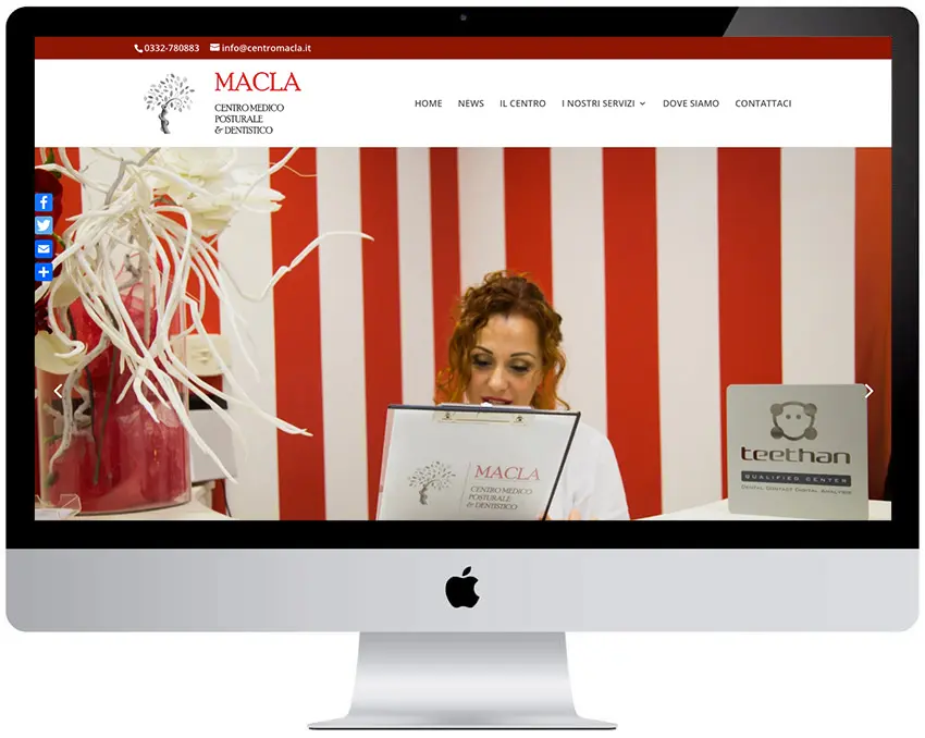 Screenshot del sito web Centromacla realizzato da Neweb Studio