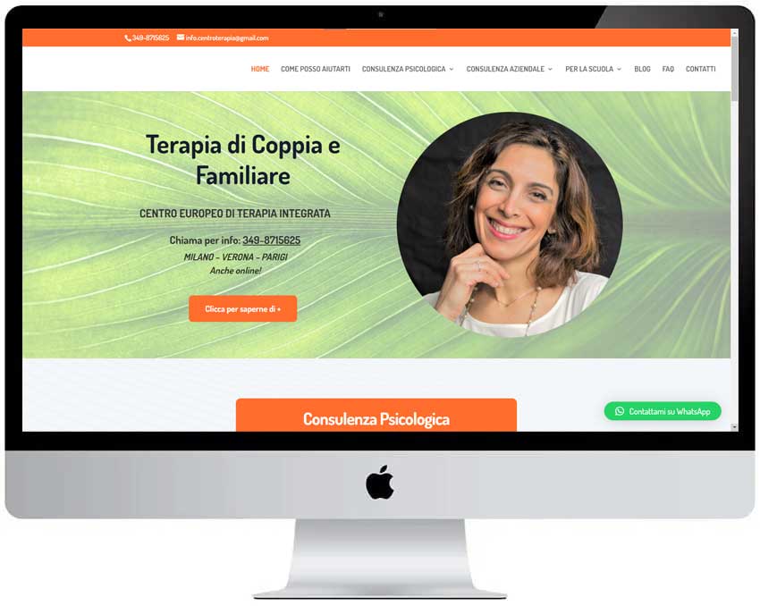 Screenshot del sito web Centroterapia realizzato da Neweb Studio