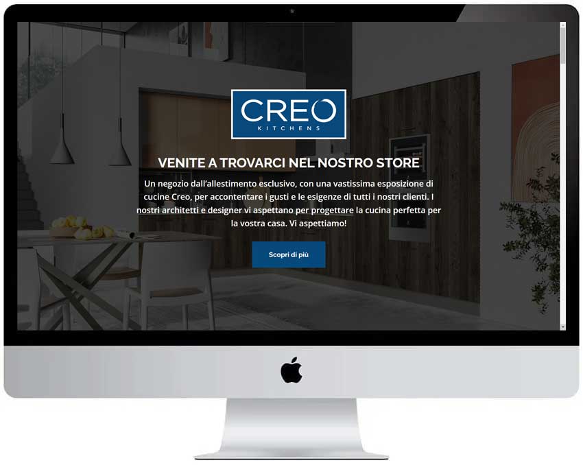 Screenshot del sito web Creo realizzato da Neweb Studio