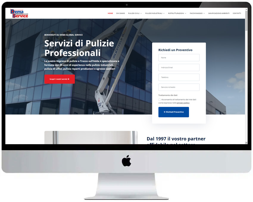 Screenshot del sito web Demaservice realizzato da Neweb Studio