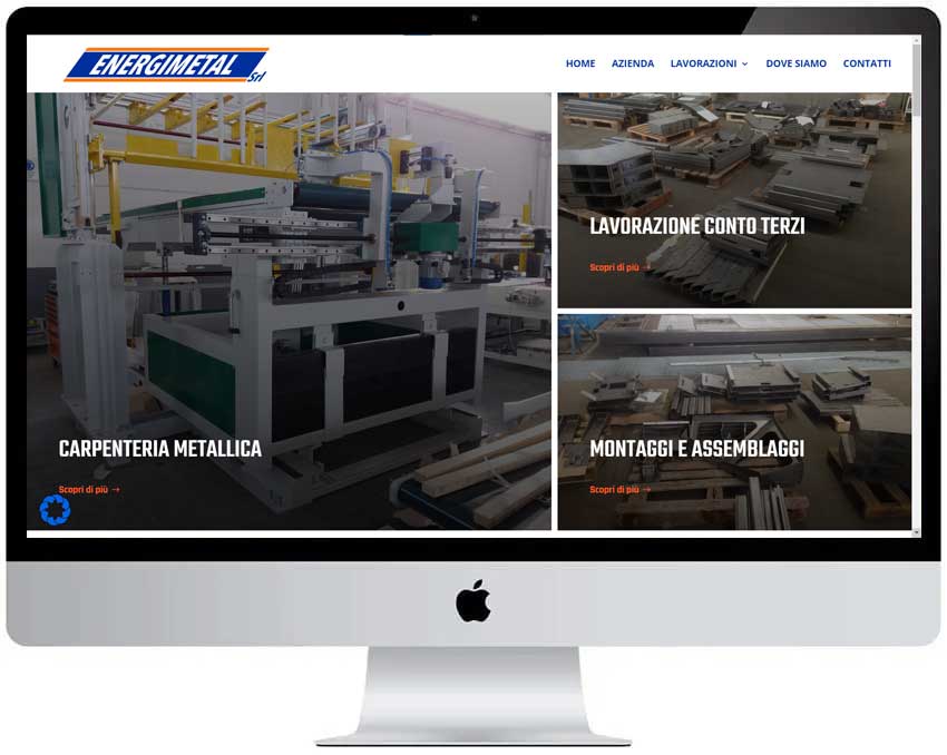 Screenshot del sito web Energimetal realizzato da Neweb Studio