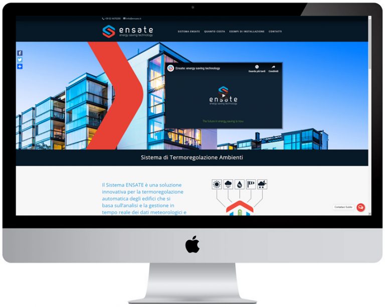 Screenshot del sito web Ensate realizzato da Neweb Studio