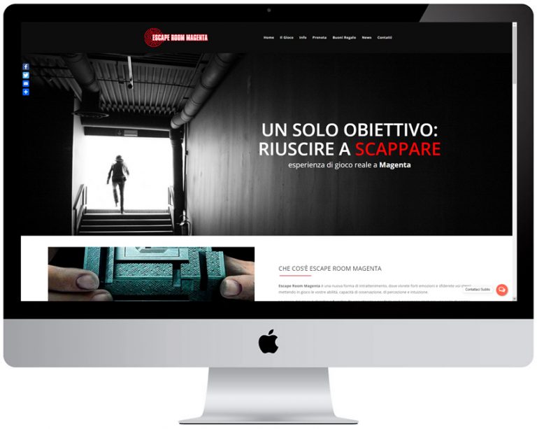 Screenshot del sito web Escaperoom Magenta realizzato da Neweb Studio