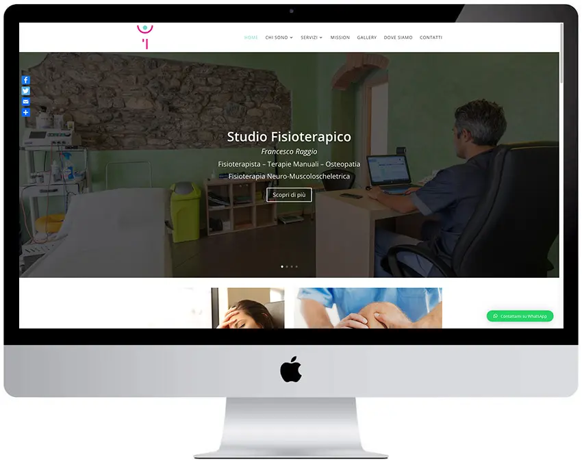 Screenshot del sito web Fisioraggio realizzato da Neweb Studio