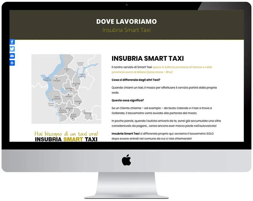 Screenshot del sito web Insubriataxi realizzato da Neweb Studio