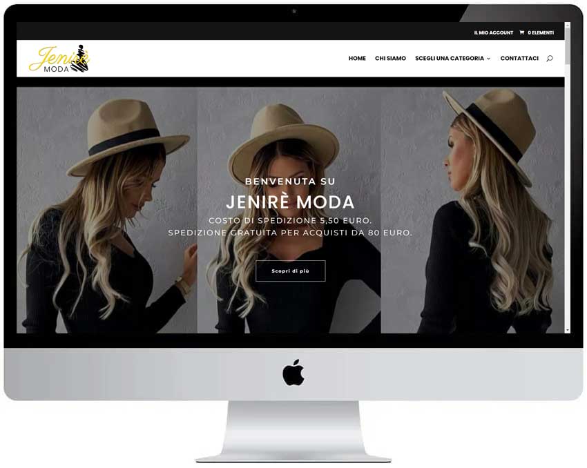 Screenshot del sito web Jenire realizzato da Neweb Studio