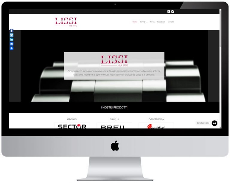 Screenshot del sito web Lissigioielli realizzato da Neweb Studio