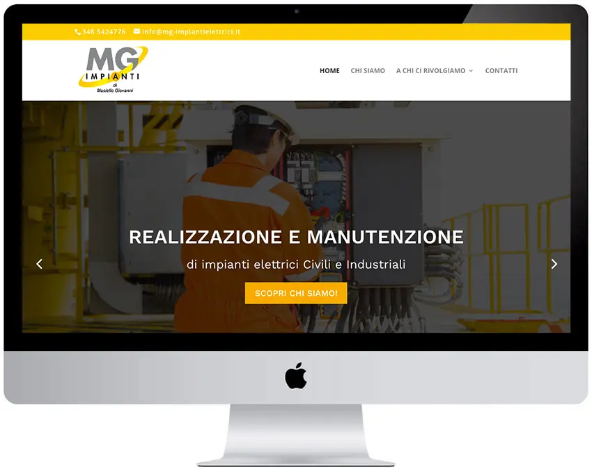Screenshot del sito web MG realizzato da Neweb Studio