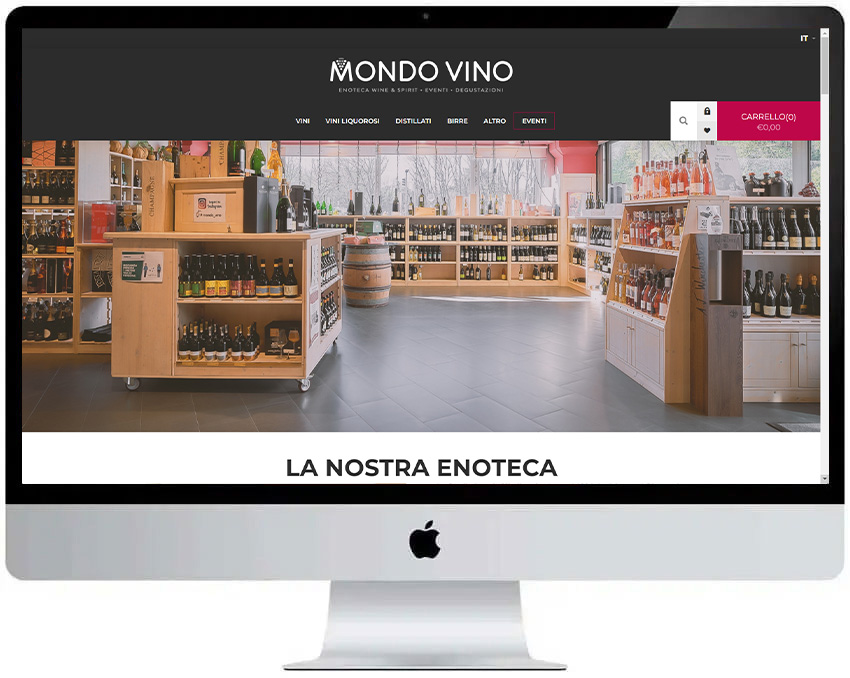 Screenshot del sito web Mondovino realizzato da Neweb Studio