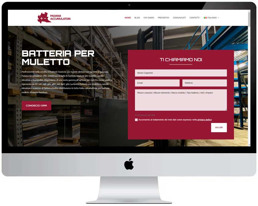 Screenshot del sito web Padanasitoweb realizzato da Neweb Studio