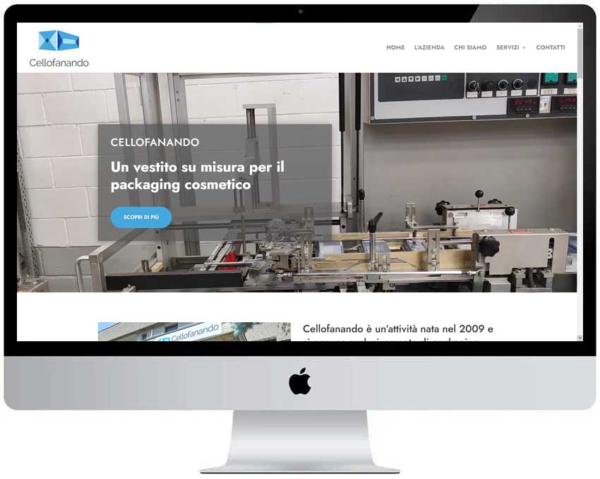 Screenshot del sito web Cellophanando realizzato da Neweb Studio