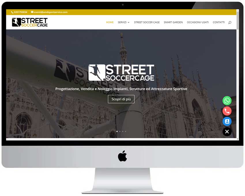 Screenshot del sito web Streetsoccer realizzato da Neweb Studio
